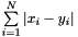 $ \sum\limits_{i=1}^N \vert x_i - y_i \vert $